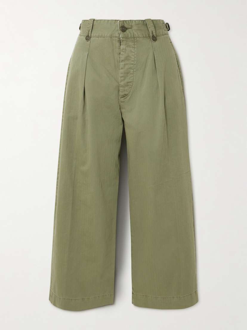 RRL Kyle Pleated Herringone Cotton Wide-leg Pants
