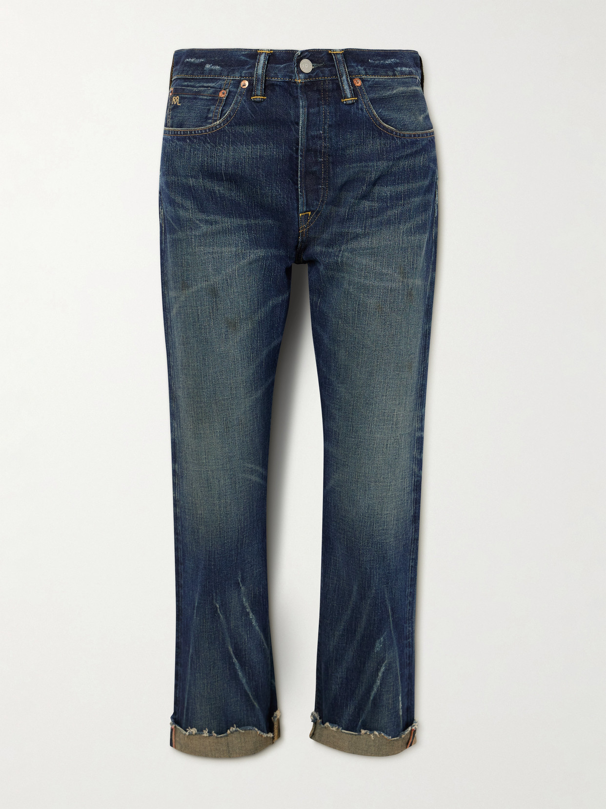Rrl Cropped Mid-rise Straight-leg Jeans In Blue