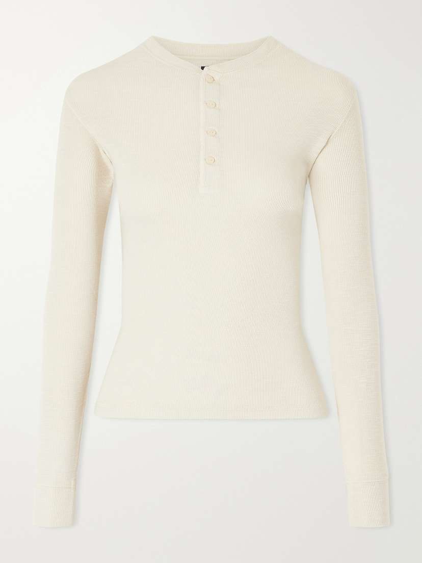 RRL Ribbed Cotton-blend Jersey Henley Top