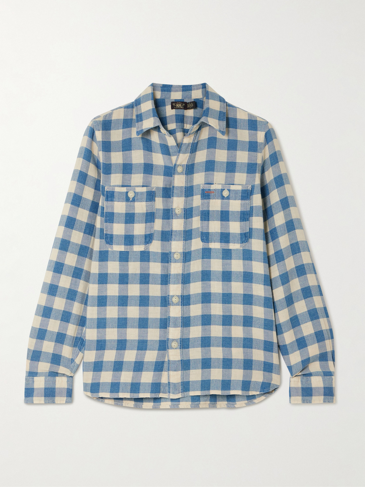 Rrl Farrell Gingham Cotton And Linen-blend Shirt In Blue