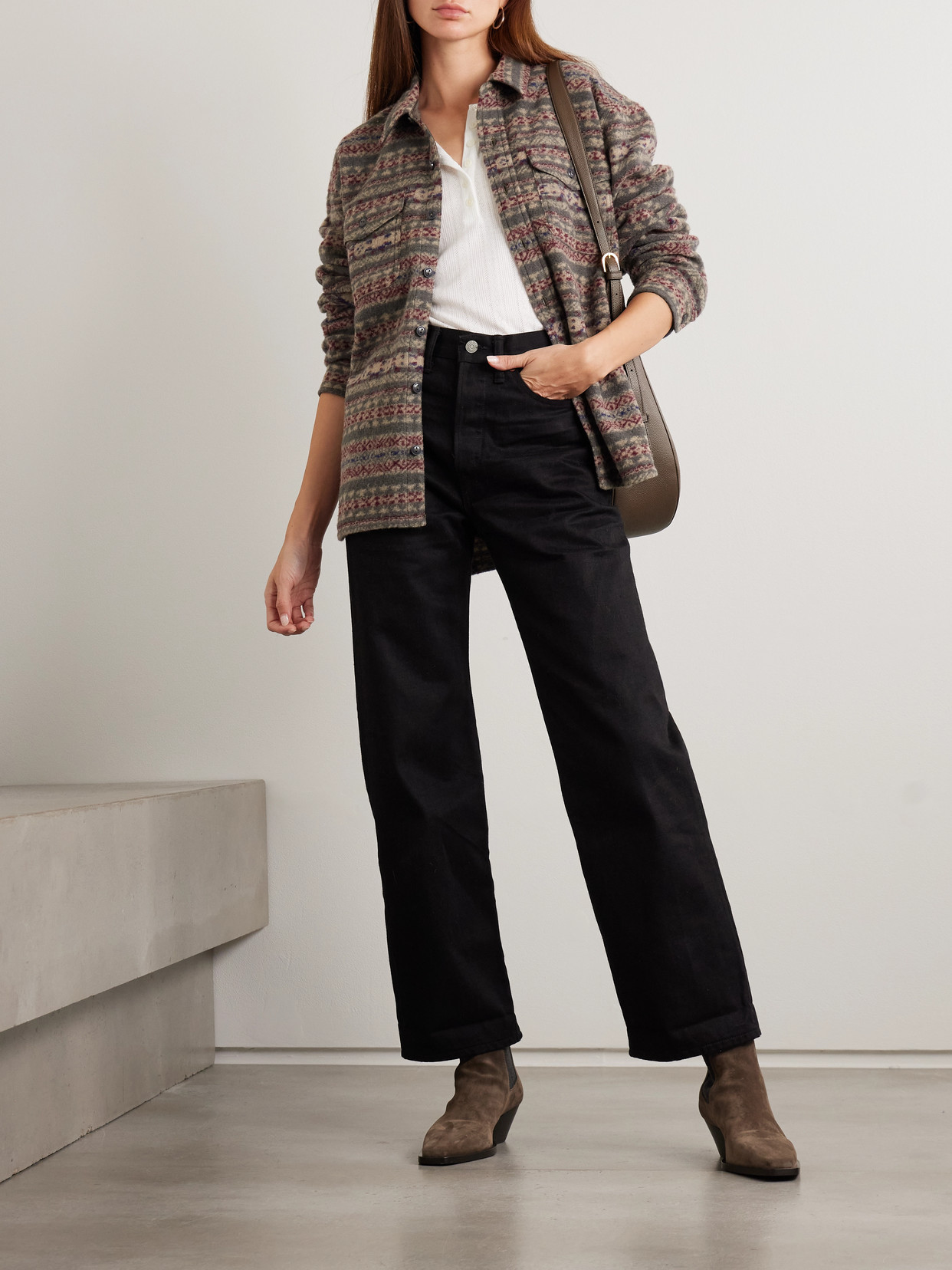 Rrl Hector Printed Wool-blend Fleece Shirt In Multi