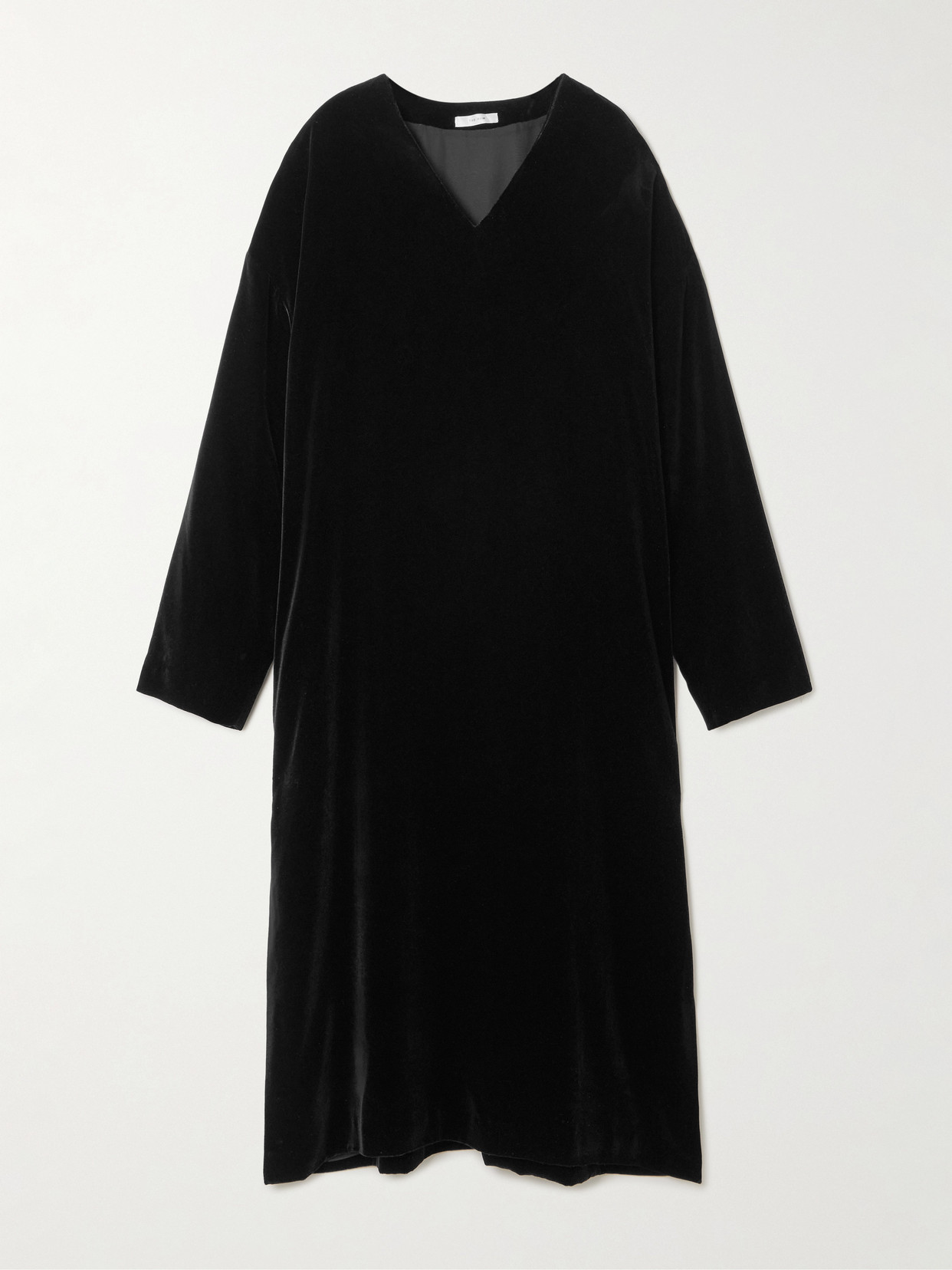 The Row Heloise Silk-velvet Midi Dress In Black