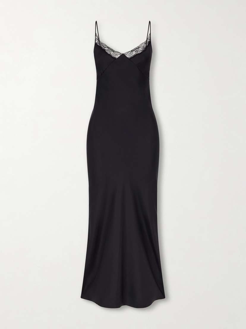 The Row Barina Lace-trimmed Silk-twill Midi Dress