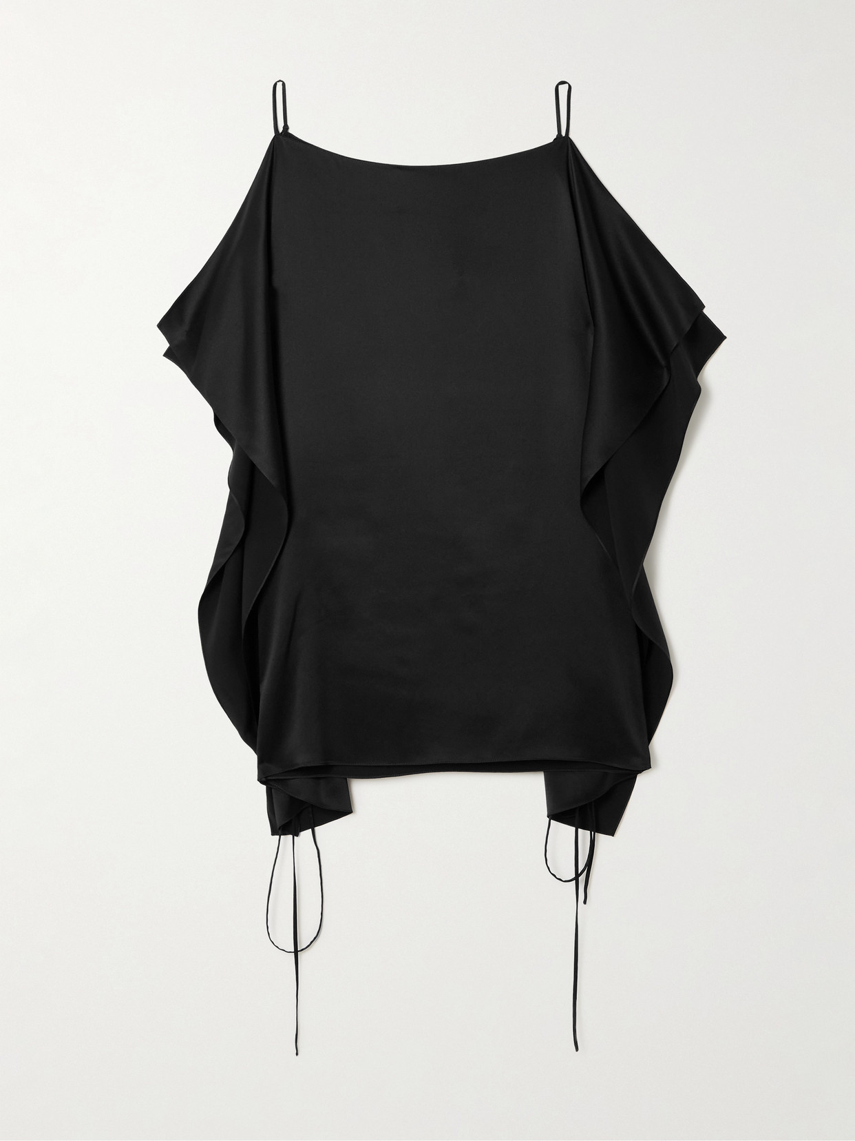 The Row Koray Draped Silk-satin Top In Black