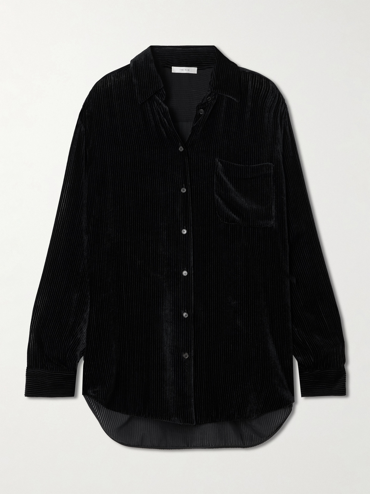 The Row Gavina Ribbed Velvet Shirt In Black