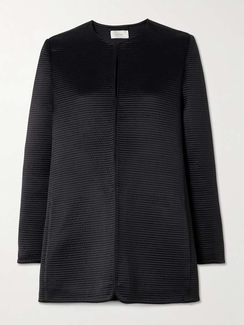 The Row Iben Topstitched Silk-satin Jacket