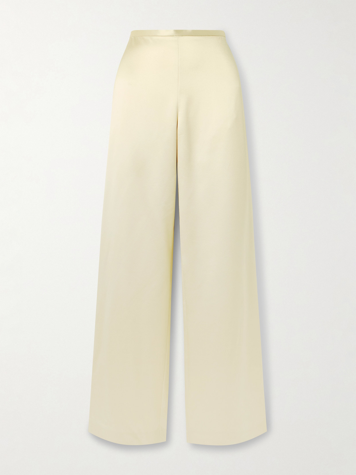 The Row Ardyn Hammered-silk Wide-leg Pants In White