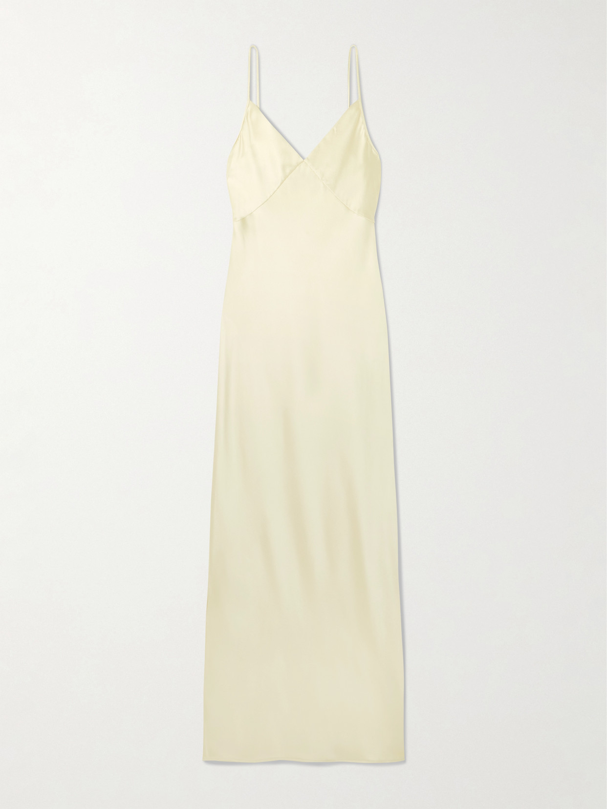 The Row Barika Hammered-silk Midi Dress In White