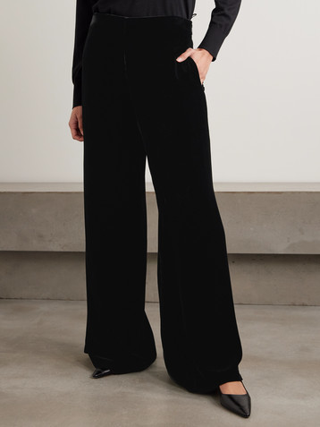The Row Elezar velvet wide-leg pants