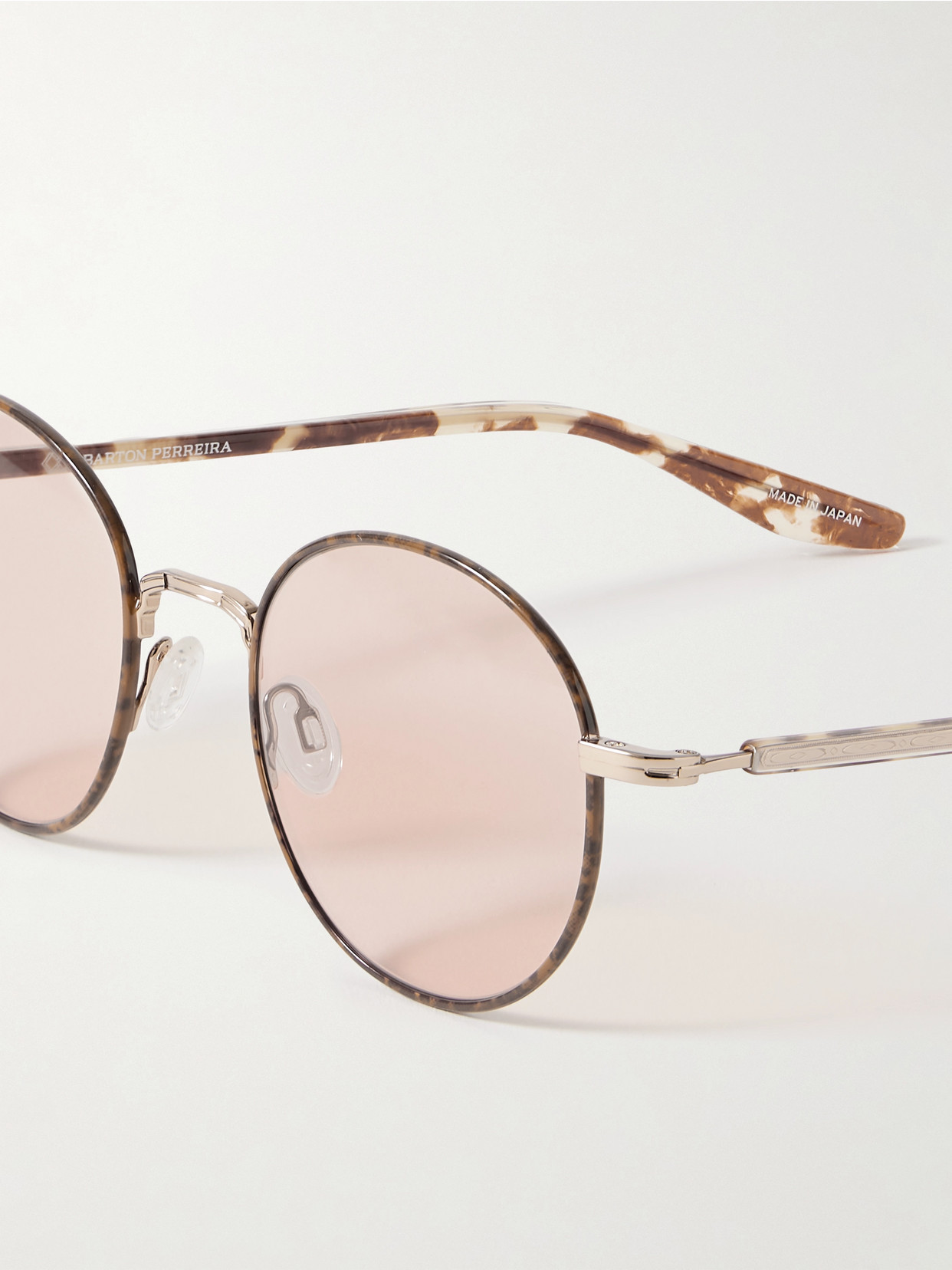 Barton Perreira Caster Round-frame Gold-tone And Tortoiseshell Acetate Sunglasses In Pink