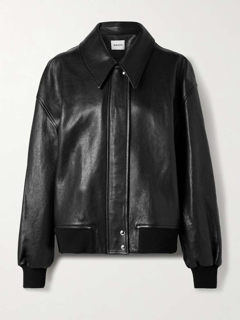 Khaite Shelman Leather Bomber Jacket
