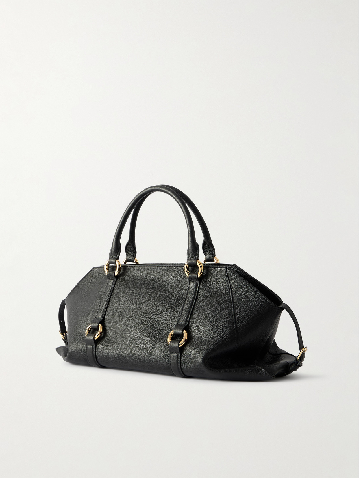 Alexander Mcqueen Farringdon Medium Textured-leather Shoulder Bag In Black