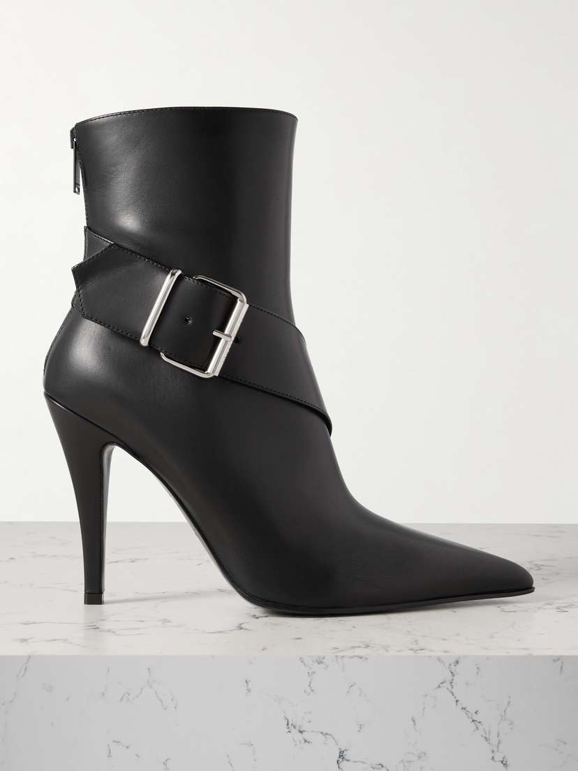 McQueen Buckled Leather Ankle Boots