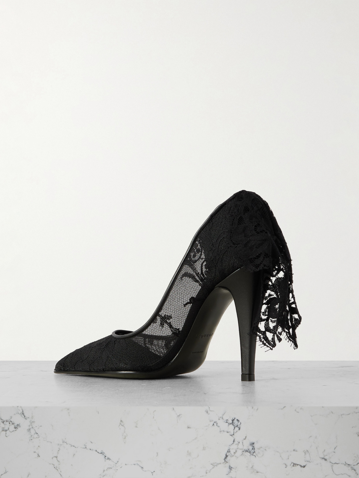 Alexander Mcqueen Mcqueen Drape Lace Pointed Toe Pump In Black