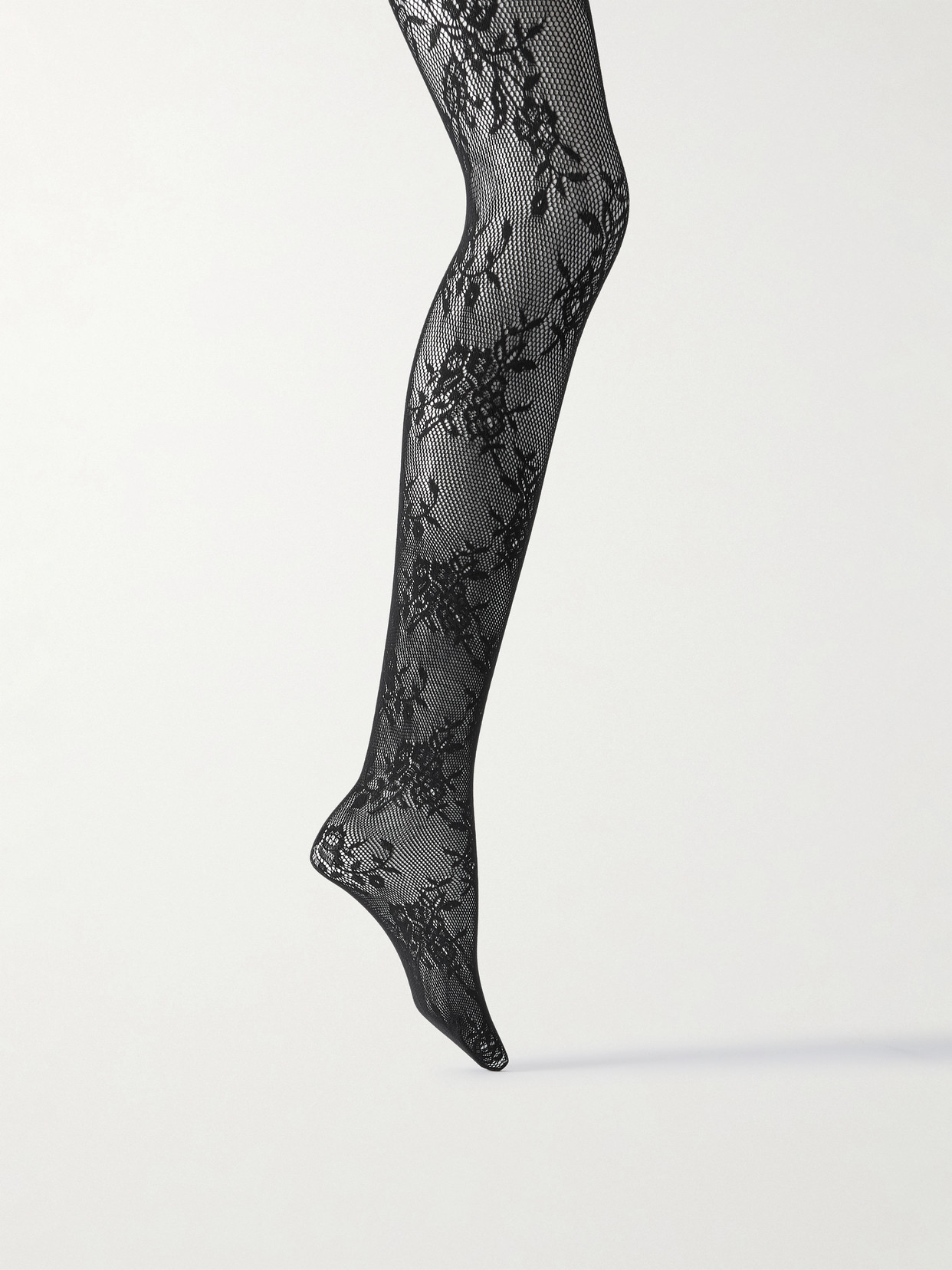 Alexander Mcqueen Stretch-lace Tights In Black