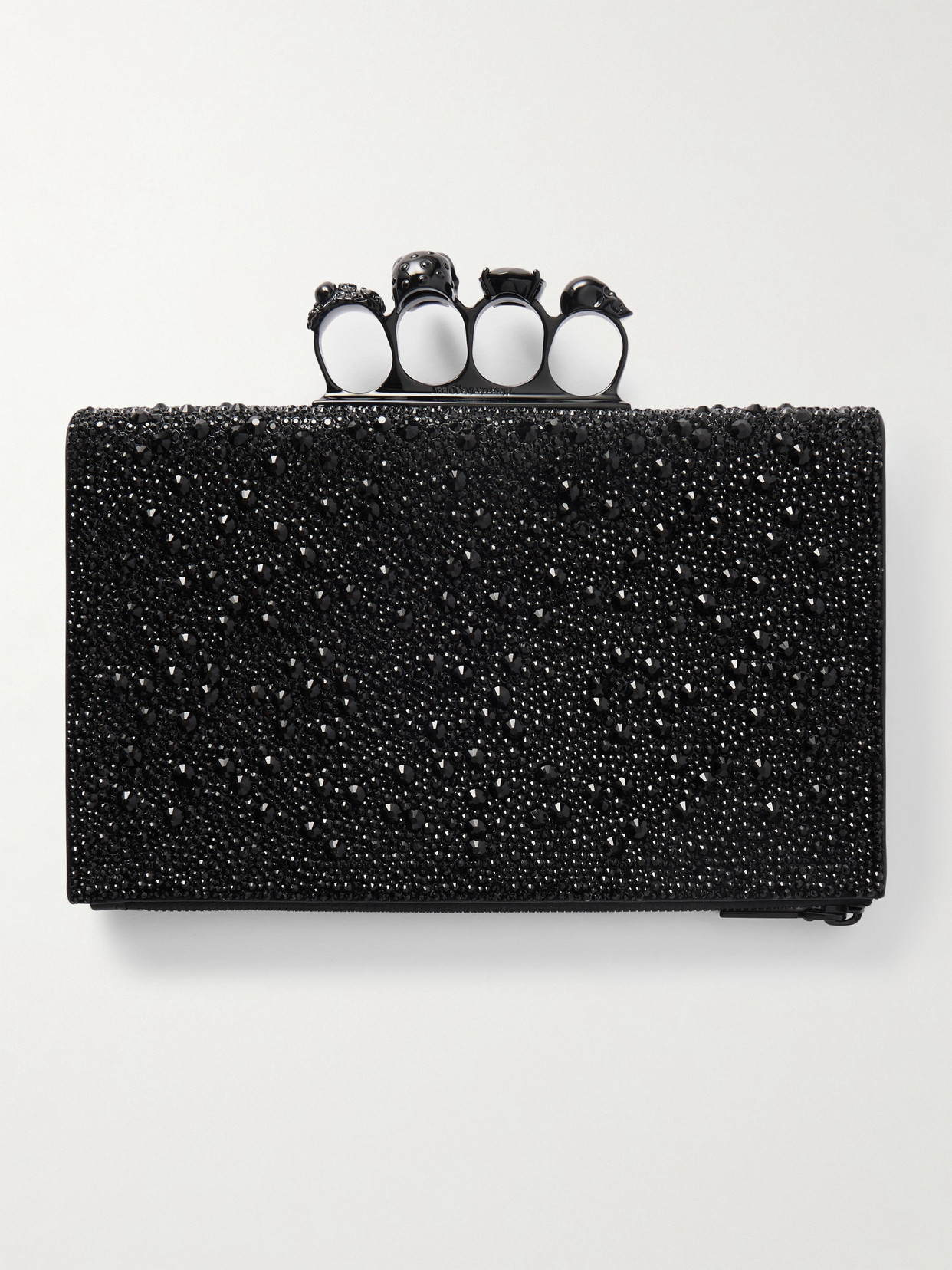 Alexander Mcqueen Knuckle Embellished Leather Pouch In Black
