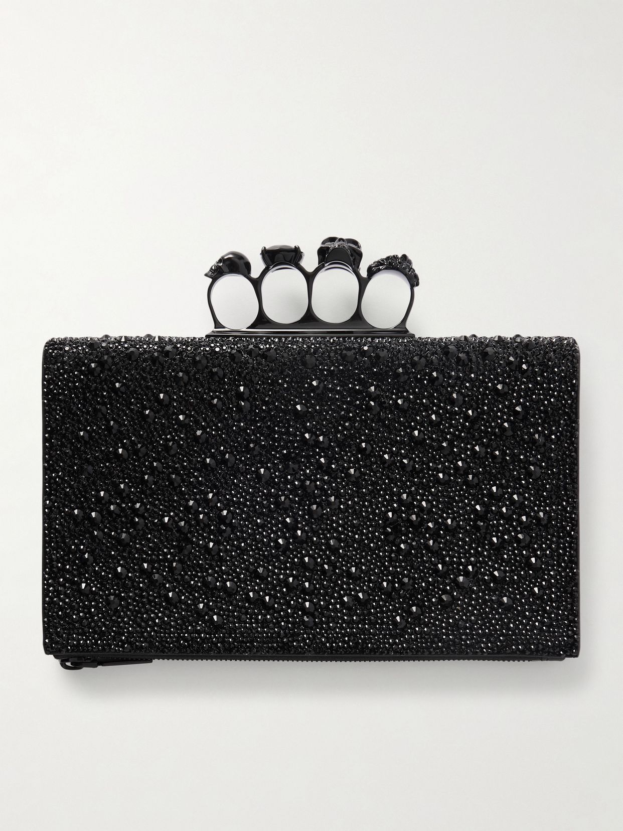 Knuckle embellished leather pouch