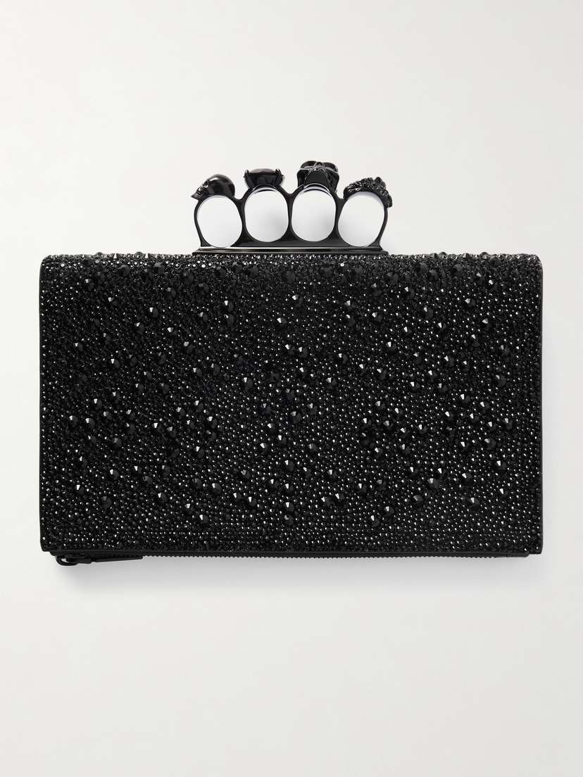 McQueen Knuckle Embellished Leather Pouch