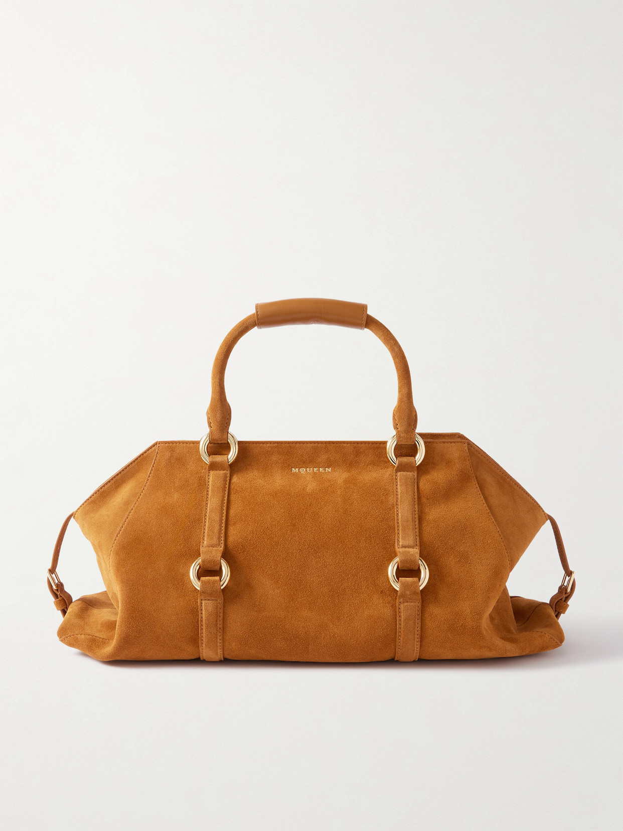 Alexander Mcqueen Farringdon Medium Suede Shoulder Bag In Brown