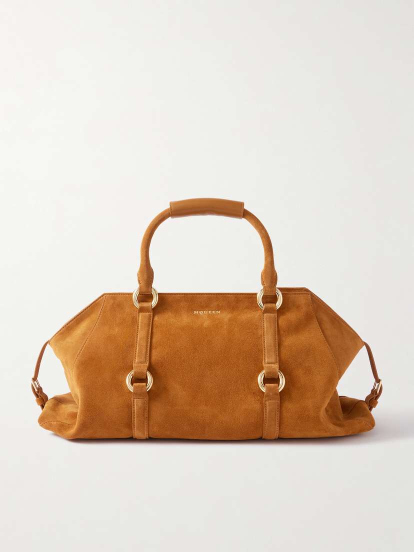 McQueen Farringdon Medium Suede Shoulder Bag