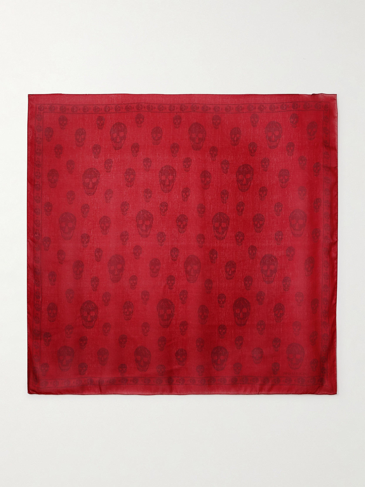 Alexander Mcqueen Printed Silk-chiffon Scarf In Burgundy