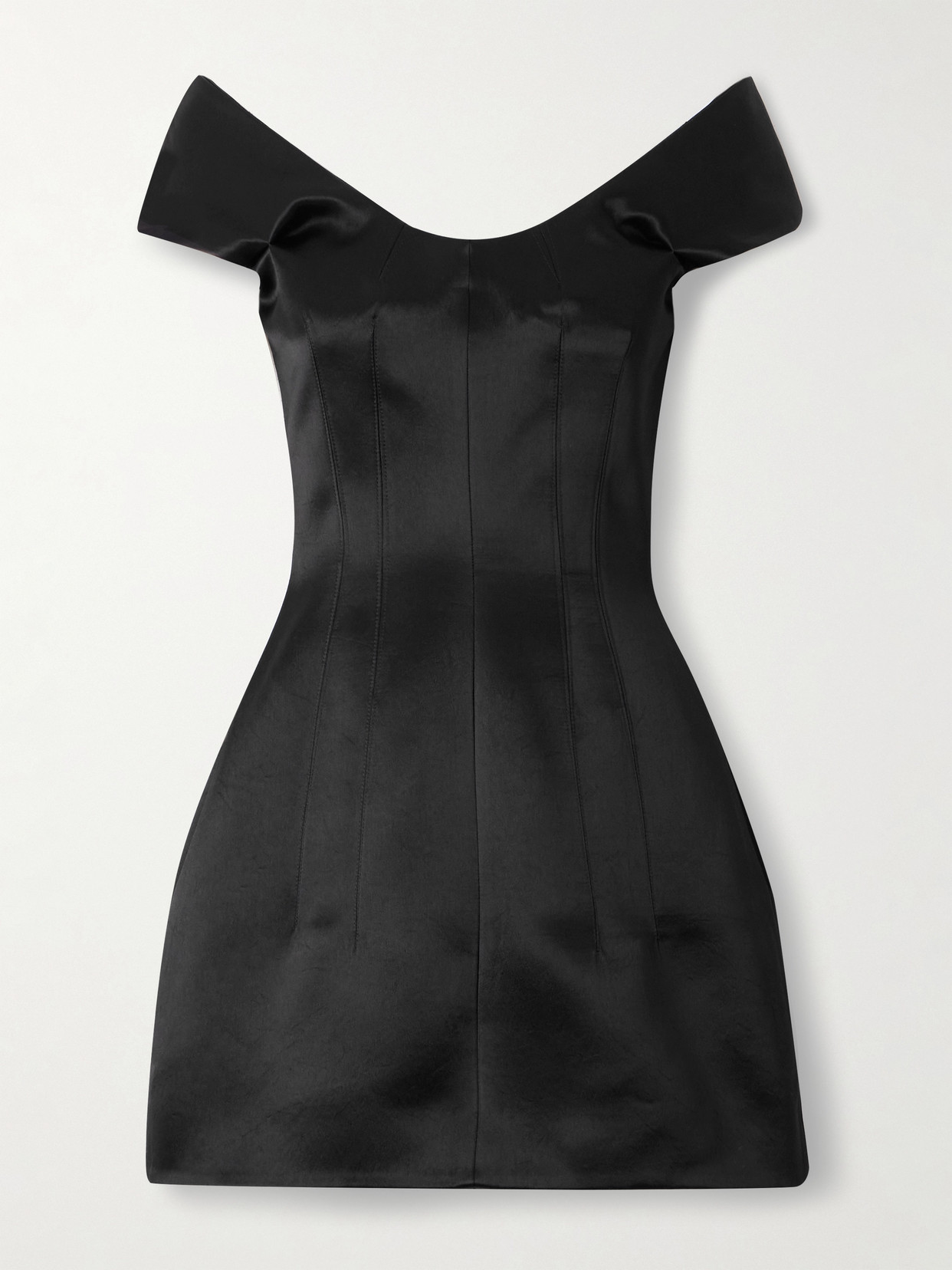 Alexander Mcqueen Off-the-shoulder Satin Mini Dress In Black