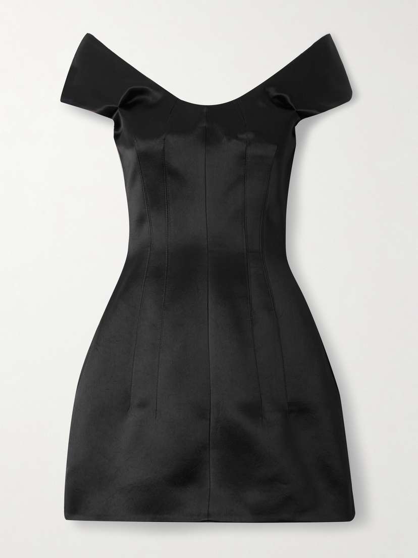 McQueen Off-the-shoulder Satin Mini Dress