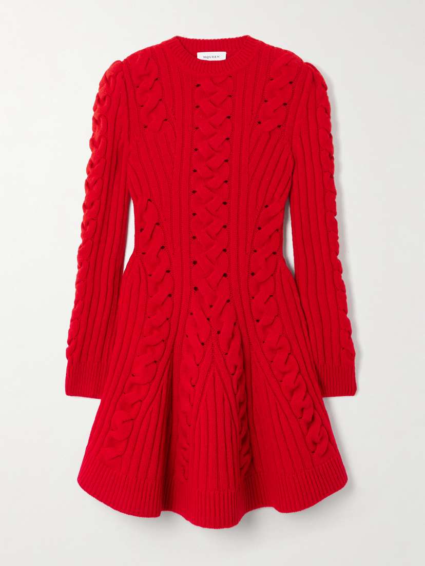 McQueen Ribbed And Cable-knit Wool And Cashmere-blend ini Dress