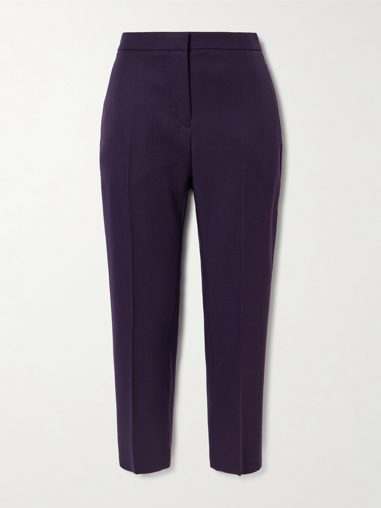 Alexander Mcqueen Cropped Grain De Poudre Wool Tapered Pants In Purple