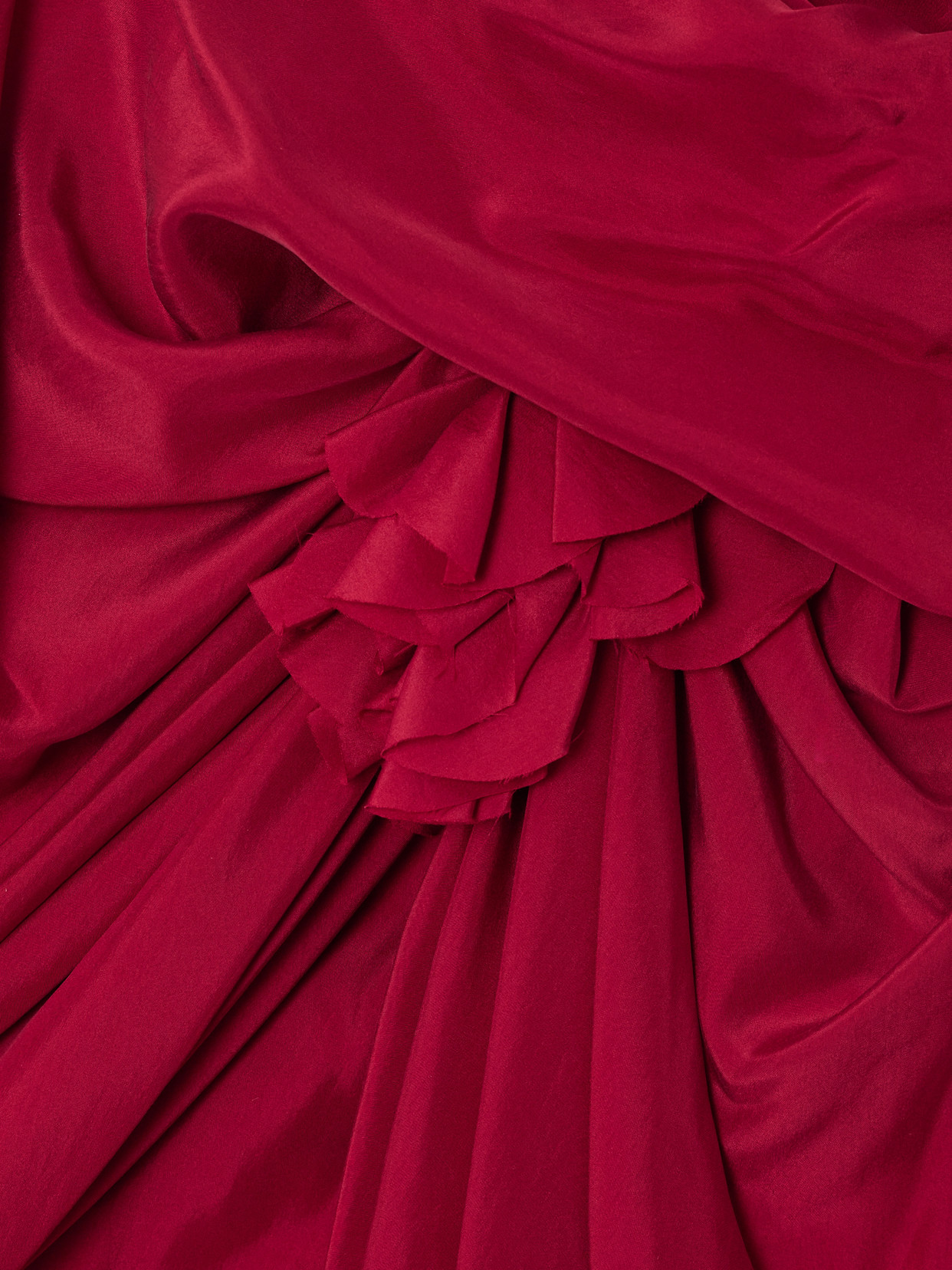Alexander Mcqueen Cape-effect Ruffled Draped Silk-habotai Gown In Red