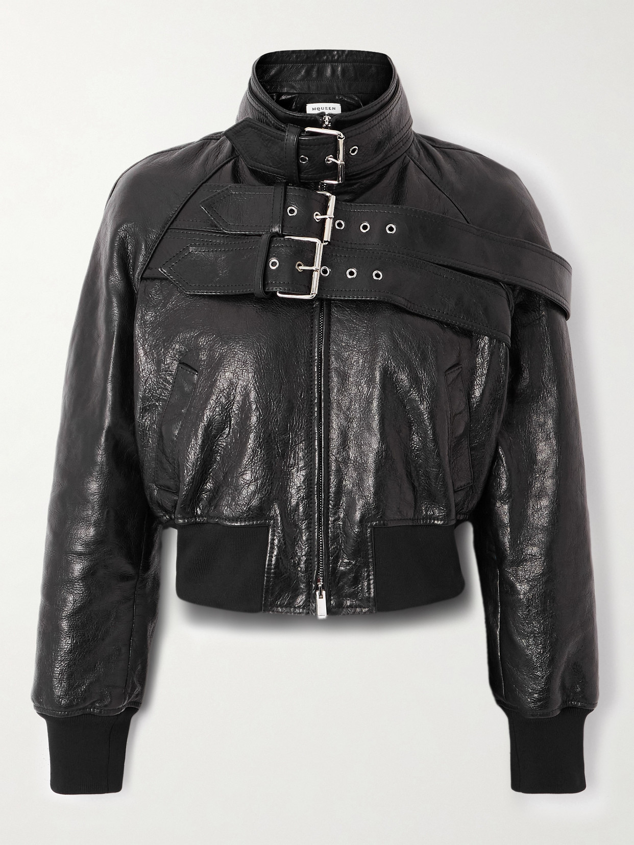 MCQUEEN - Buckled Leather Jacket - Black