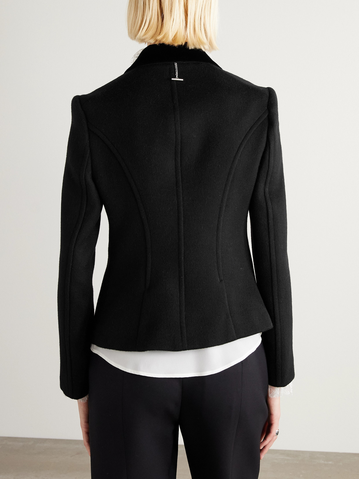 Alexander Mcqueen Cotton-velvet Trimmed Wool Blazer In Black