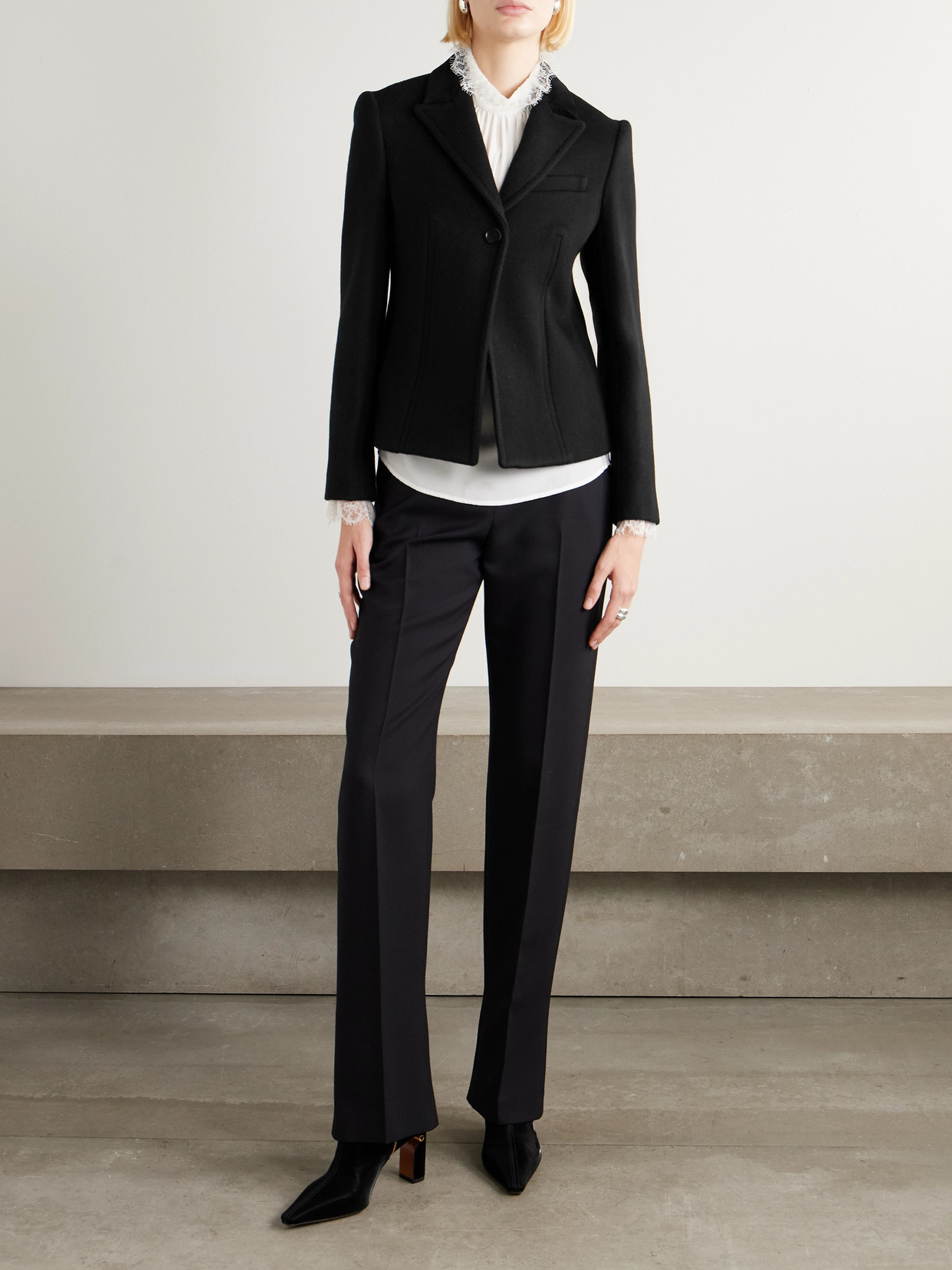 Alexander Mcqueen Cotton-velvet Trimmed Wool Blazer In Black