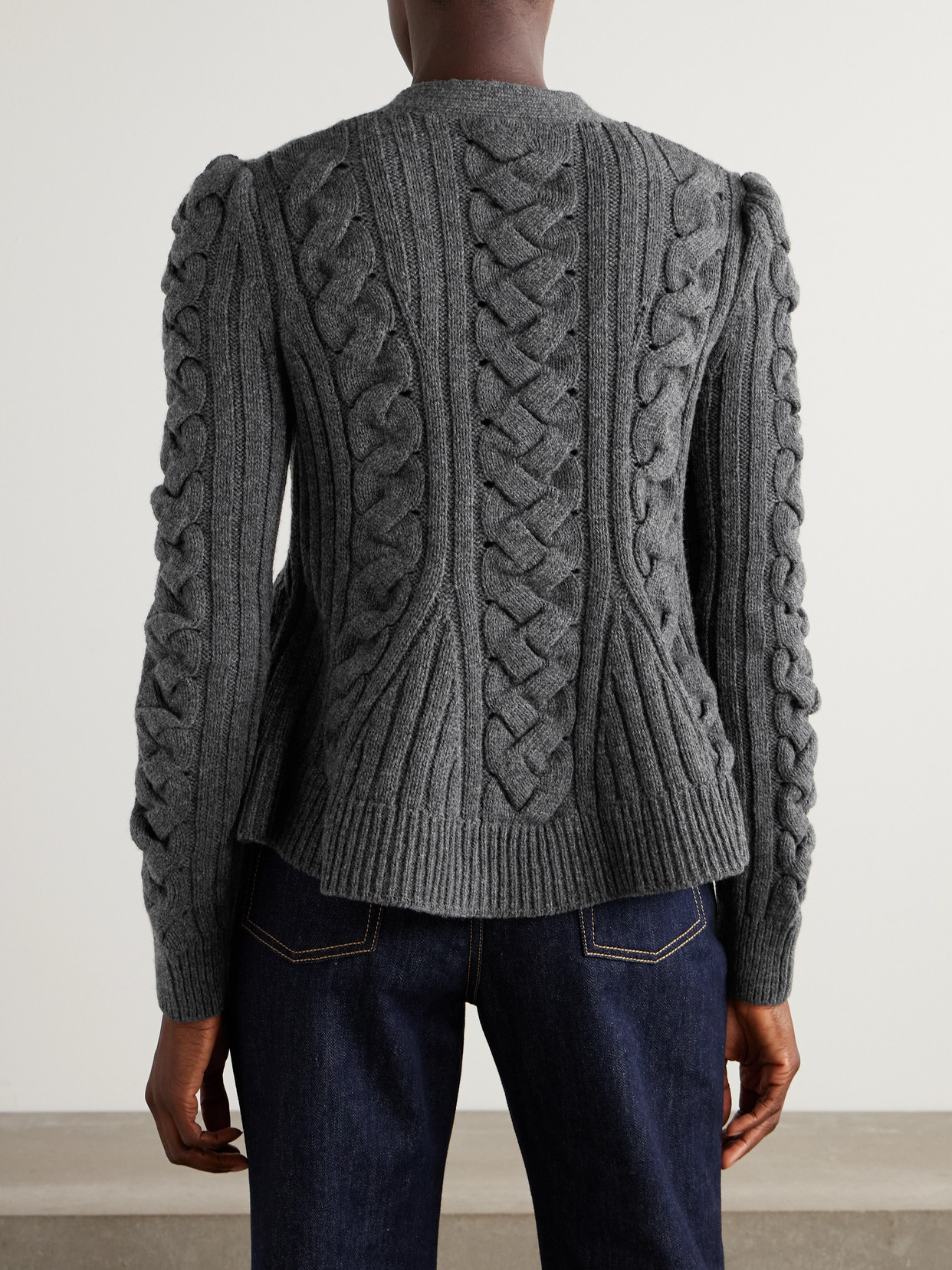 Alexander Mcqueen Cable-knit Wool And Cashmere-blend Cardigan In Gray