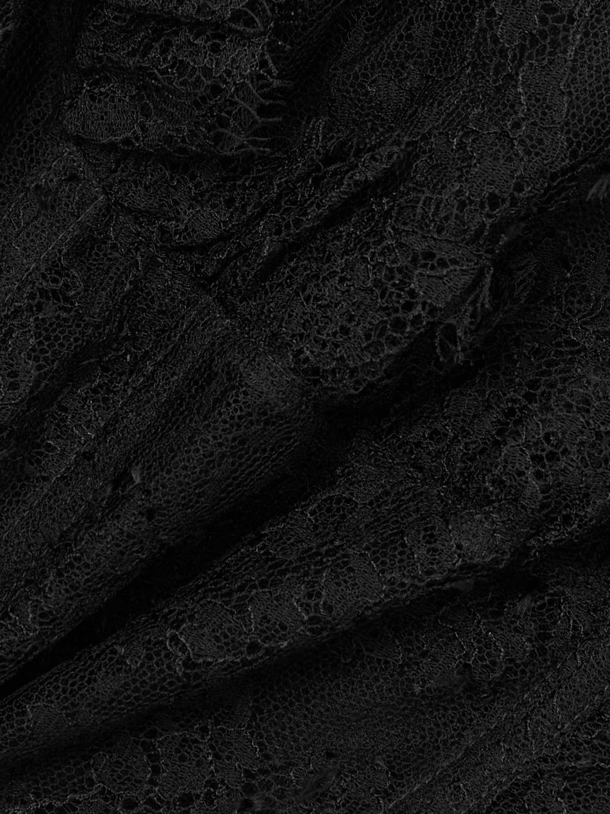 Alexander Mcqueen High Neck Sheer Lace Short Sleeve Top In Black