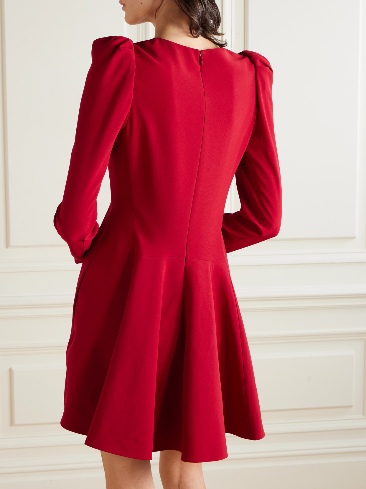 Alexander Mcqueen Puffed Shoulder Long Sleeve A-line Dress In Red