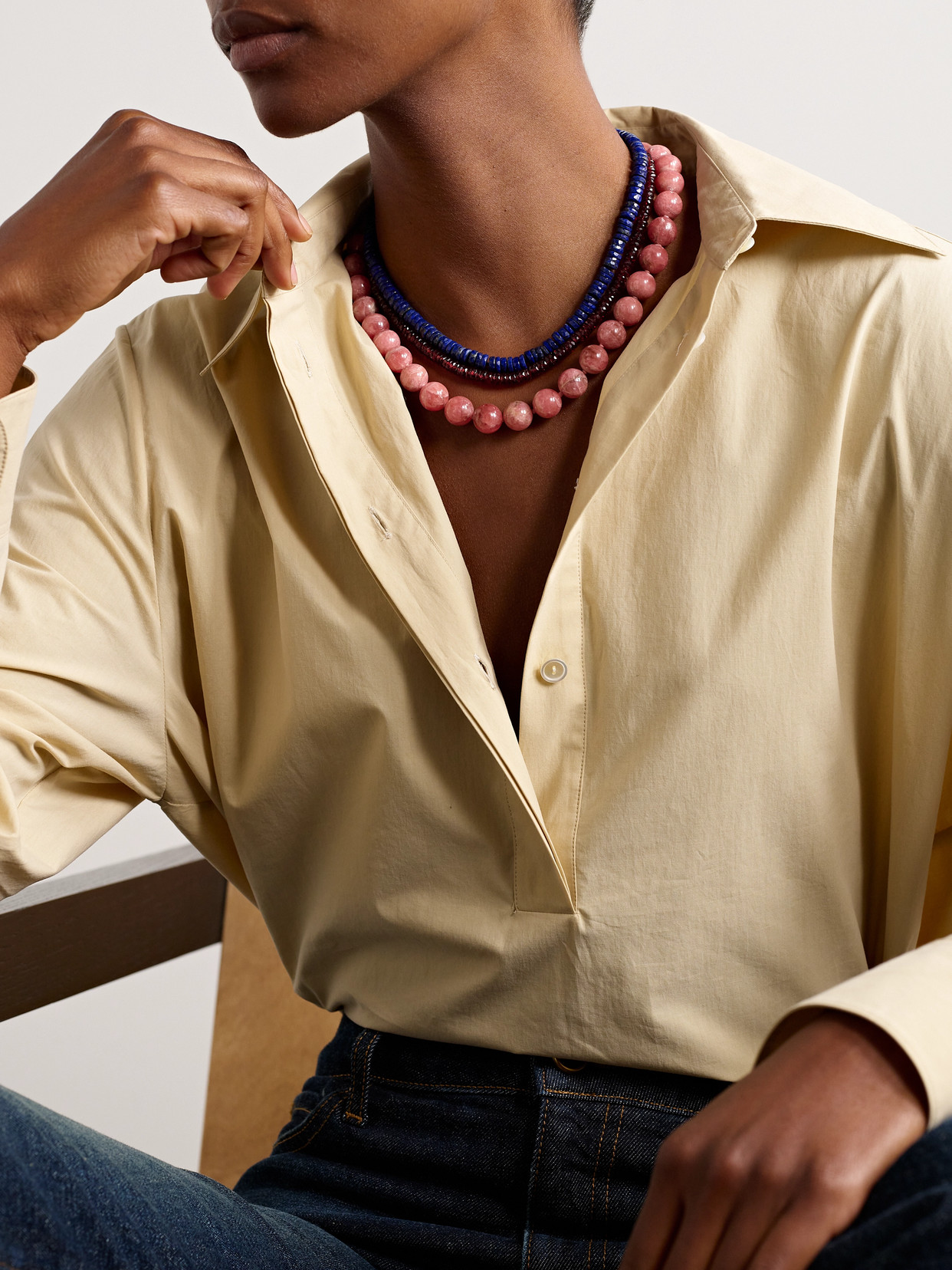 Jia Jia Gold Garnet Necklace In Burgundy