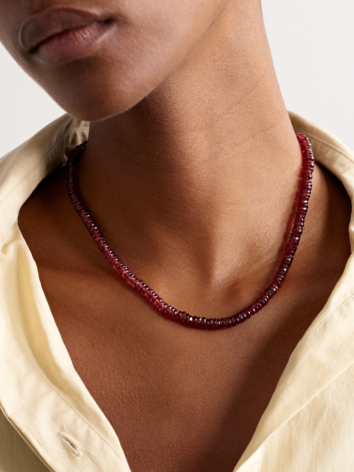 Jia Jia Gold Garnet Necklace In Burgundy