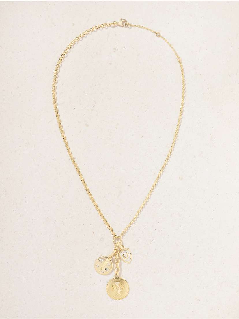 Foundrae Protection And Resilience Medium Mixed Belcher 18-karat Gold Diamond Necklace
