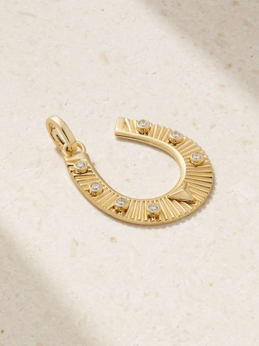 Foundrae Protection Horseshoe 18-karat Gold Diamond Pendant