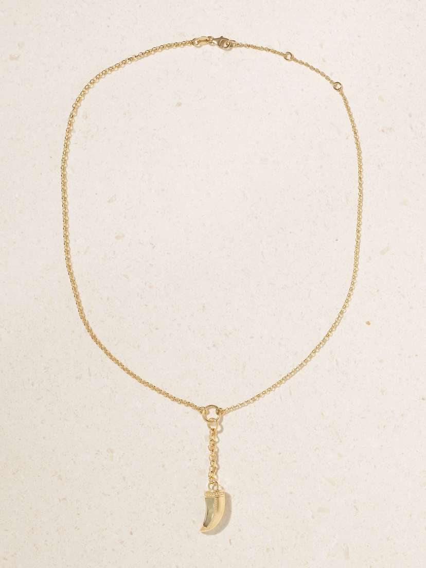 Foundrae Claw + Small Mixed Belcher 18-karat Gold Prasiolite Necklace