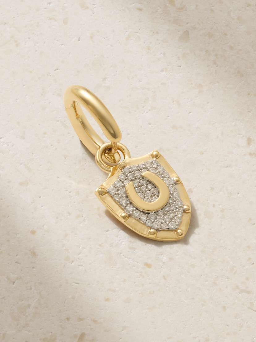 Foundrae Protection 18-karat Gold Diamond Single Hoop Earring