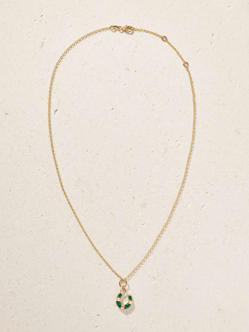 Foundrae Horseshoe 18-karat Gold Malachite Necklace