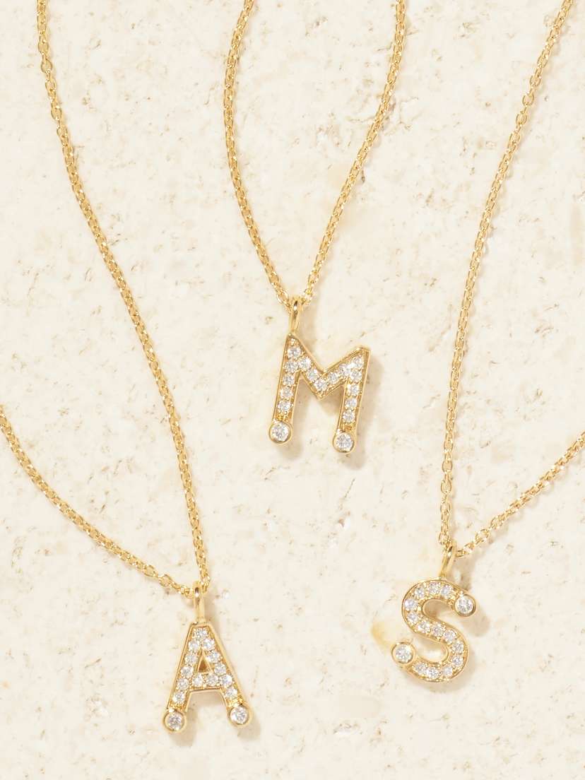 Sophie Bille Brahe Simple Letter 18-karat Recycled Gold Diamond Necklace