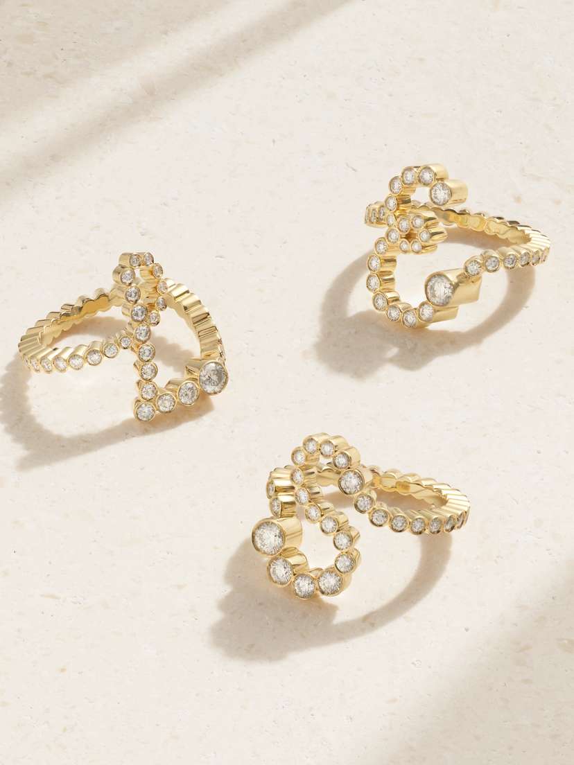 Ensemble Letter 18-karat Gold Diamond Ring