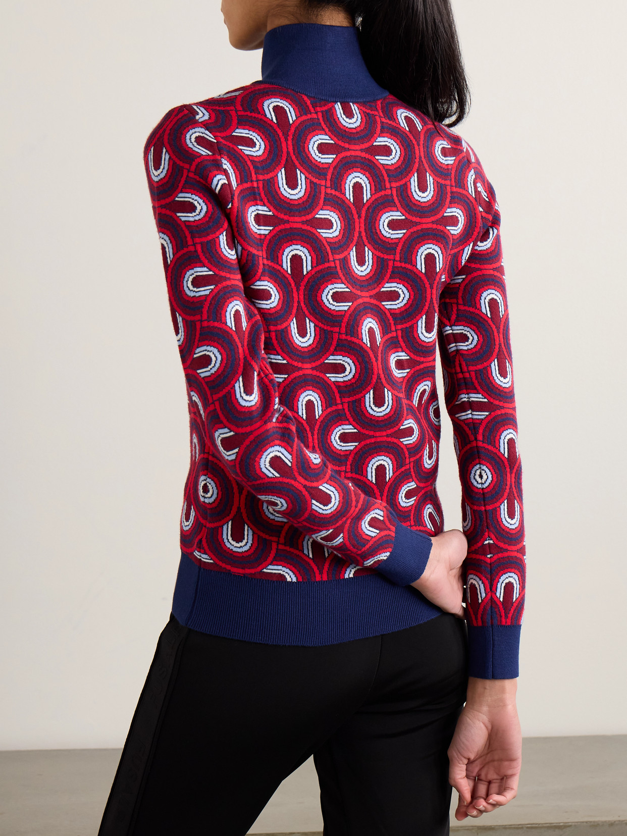 Jacquard-Knit Half-Zip Sweater