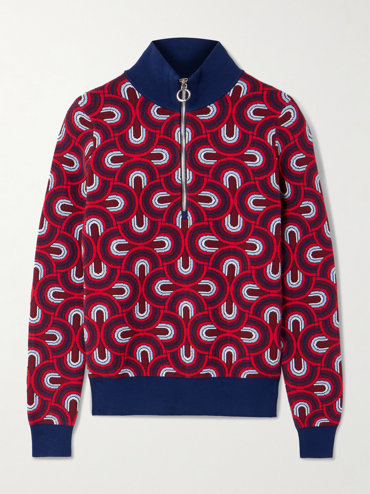 Fusalp Jacquard-knit Half-zip Sweater In Red