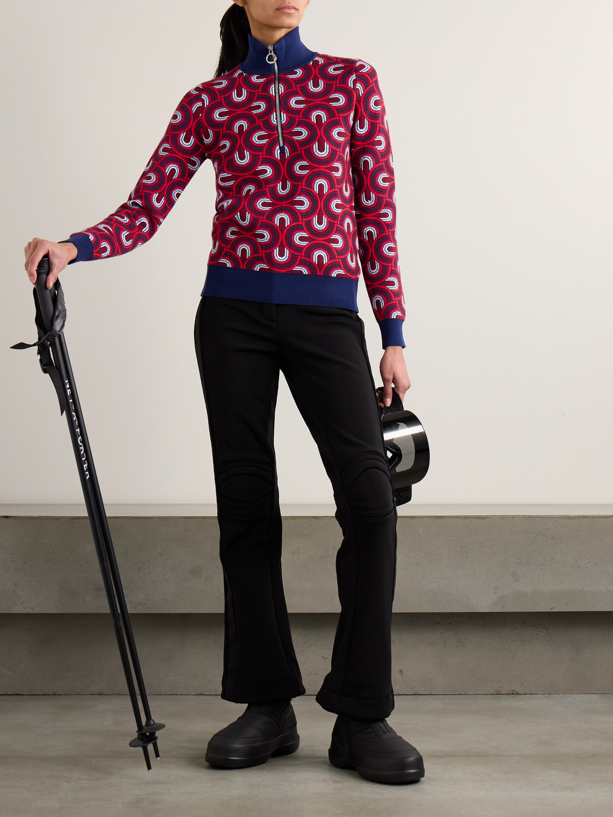 Jacquard-Knit Half-Zip Sweater