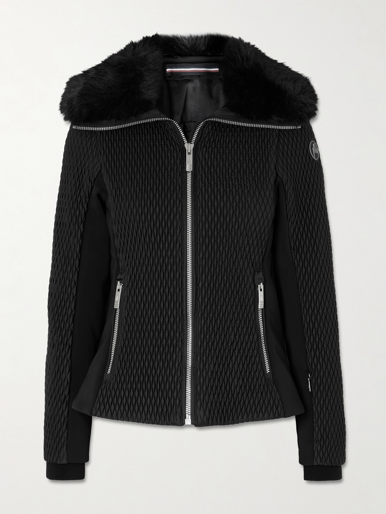 Fusalp Montana Plush-trimmed Paneled Quilted Padded Ski Jacket In Black