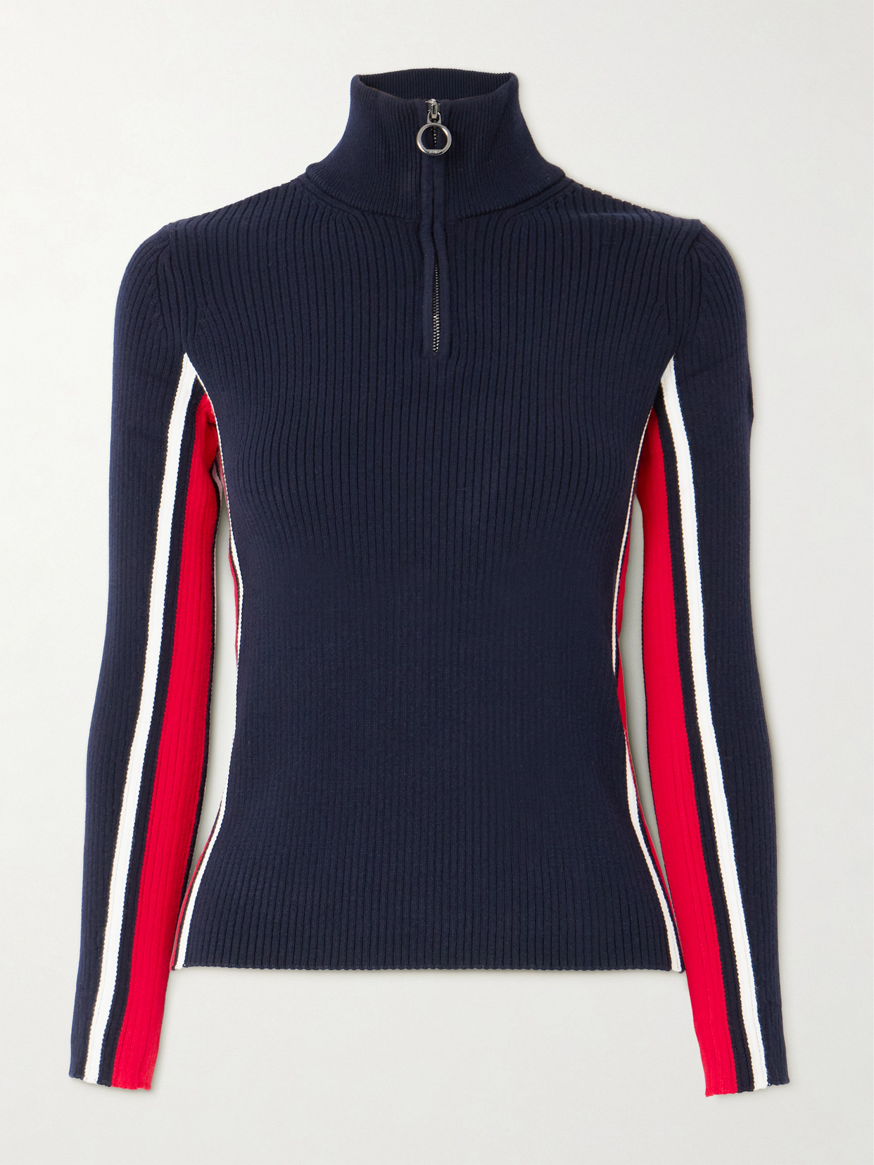 Fusalp Deltanao Striped Ribbed-knit Half-zip Sweater In Blue